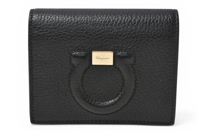 サルヴァトーレフェラガモ 財布/ミニ財布 CITY GANCIO シティ ガンチーニ Salvatore Ferragamo ブラック 22D514【中古】