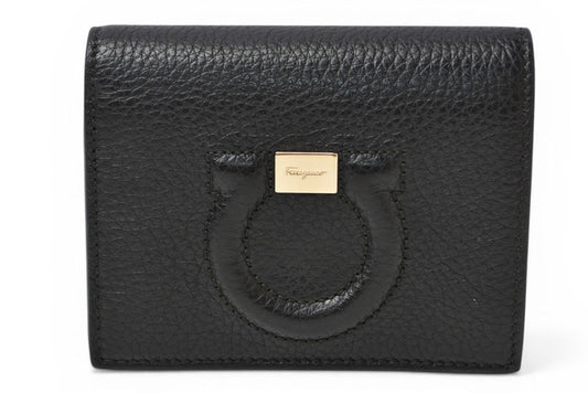 サルヴァトーレフェラガモ 財布/ミニ財布 CITY GANCIO シティ ガンチーニ Salvatore Ferragamo ブラック 22D514【中古】