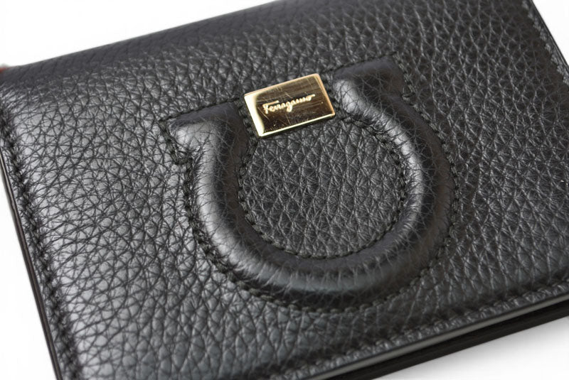 サルヴァトーレフェラガモ 財布/ミニ財布 CITY GANCIO シティ ガンチーニ Salvatore Ferragamo ブラック 22D514【中古】