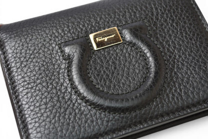 サルヴァトーレフェラガモ 財布/ミニ財布 CITY GANCIO シティ ガンチーニ Salvatore Ferragamo ブラック 22D514【中古】