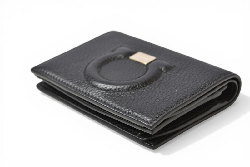 サルヴァトーレフェラガモ 財布/ミニ財布 CITY GANCIO シティ ガンチーニ Salvatore Ferragamo ブラック 22D514【中古】