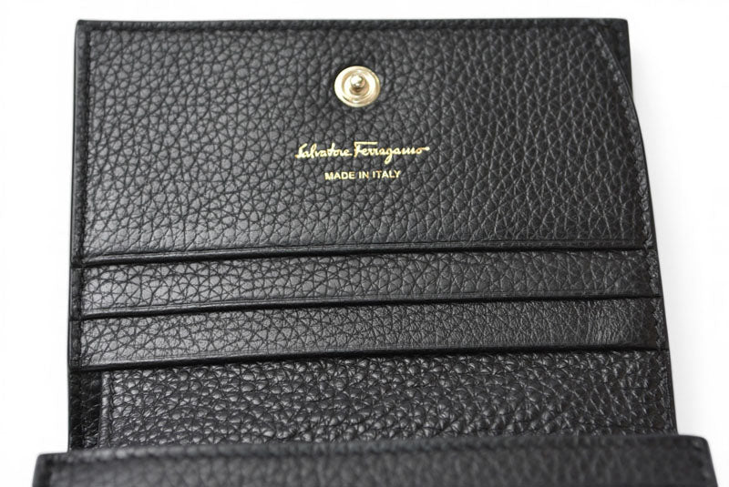 サルヴァトーレフェラガモ 財布/ミニ財布 CITY GANCIO シティ ガンチーニ Salvatore Ferragamo ブラック 22D514【中古】