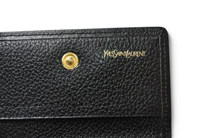 イヴ サンローラン YSL キーケース ヴィンテージ Yves Saint Laurent レザーブラック/ゴールド【中古】