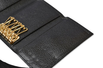 イヴ サンローラン YSL キーケース ヴィンテージ Yves Saint Laurent レザーブラック/ゴールド【中古】