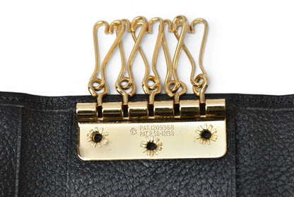 イヴ サンローラン YSL キーケース ヴィンテージ Yves Saint Laurent レザーブラック/ゴールド【中古】