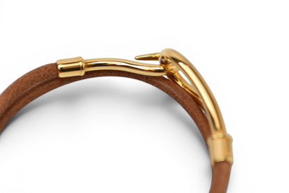 エルメス バングル/ブレスレット HERMES ジャンボブレス チョーカー ブラウン ゴールド金具【中古】