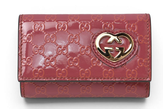 グッチ キーケース/キーホルダー GUCCI 6連 ラブリー 257217 ハートシェープ/インターロッキングG ダスティピンク レディース【中古】