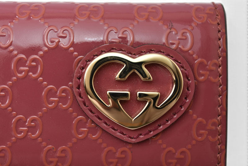 グッチ キーケース/キーホルダー GUCCI 6連 ラブリー 257217 ハートシェープ/インターロッキングG ダスティピンク レディース【中古】