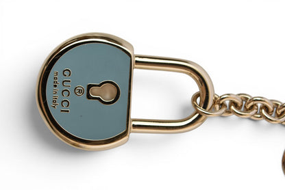 グッチ キーリング/キーホルダー/チャーム GUCCI 南京錠モチーフ ライトブルー【中古】