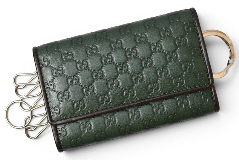 グッチ キーケース/キーホルダー GUCCI 6連 マイクログッチシマ 256443 グリーン/ブラック メンズ レディース【中古】