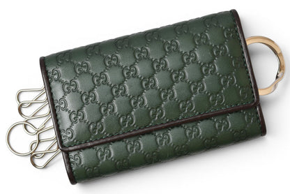 グッチ キーケース/キーホルダー GUCCI 6連 マイクログッチシマ 256443 グリーン/ブラック メンズ レディース【中古】