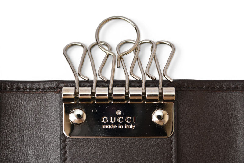 グッチ キーケース/キーホルダー GUCCI 6連 マイクログッチシマ 256443 グリーン/ブラック メンズ レディース【中古】