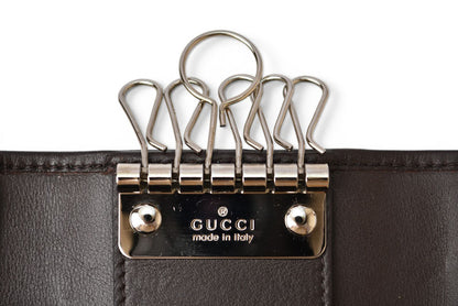 グッチ キーケース/キーホルダー GUCCI 6連 マイクログッチシマ 256443 グリーン/ブラック メンズ レディース【中古】