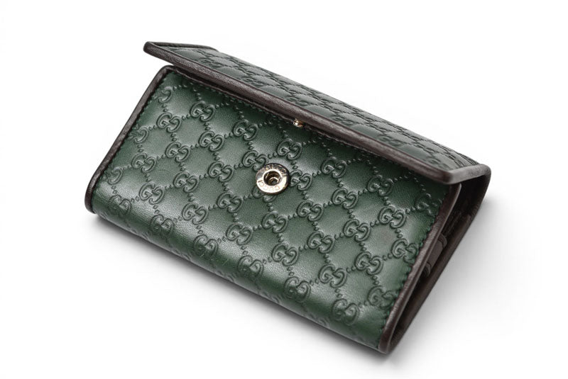 グッチ キーケース/キーホルダー GUCCI 6連 マイクログッチシマ 256443 グリーン/ブラック メンズ レディース【中古】