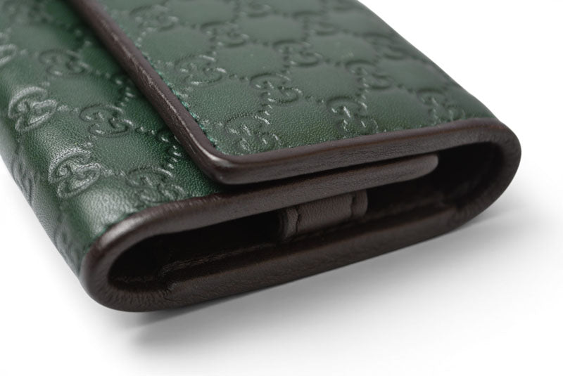 グッチ キーケース/キーホルダー GUCCI 6連 マイクログッチシマ 256443 グリーン/ブラック メンズ レディース【中古】
