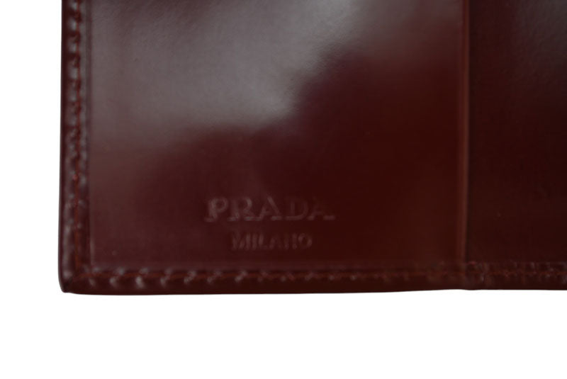 プラダ キーケース/キーホルダー PRADA 6連 レザー ボルドー ワインレッド ロゴ刻印 レディース メンズ 【中古】