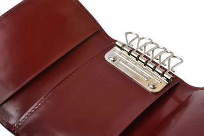 プラダ キーケース/キーホルダー PRADA 6連 レザー ボルドー ワインレッド ロゴ刻印 レディース メンズ 【中古】