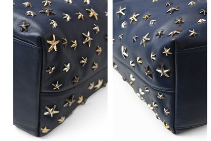 ジミーチュウ トートバッグ JIMMY CHOO バッグ ソフィア ネイビー スタースタッズ ミックス【中古】