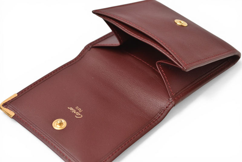 カルティエ コインケース Cartier スクエア コインパース マスト ドゥ カルティエ ボルドー【中古】