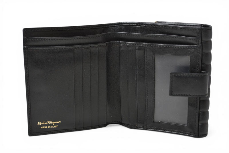 サルヴァトーレフェラガモ 財布/三つ折 Salvatore Ferragamo 折財布 ガンチーニ/ブラック JI-22 C292【中古】