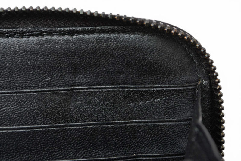 ボッテガヴェネタ 財布 BOTTEGA VENETA 長財布/ラウンドファスナー式 イントレチャート ブラック【中古】
