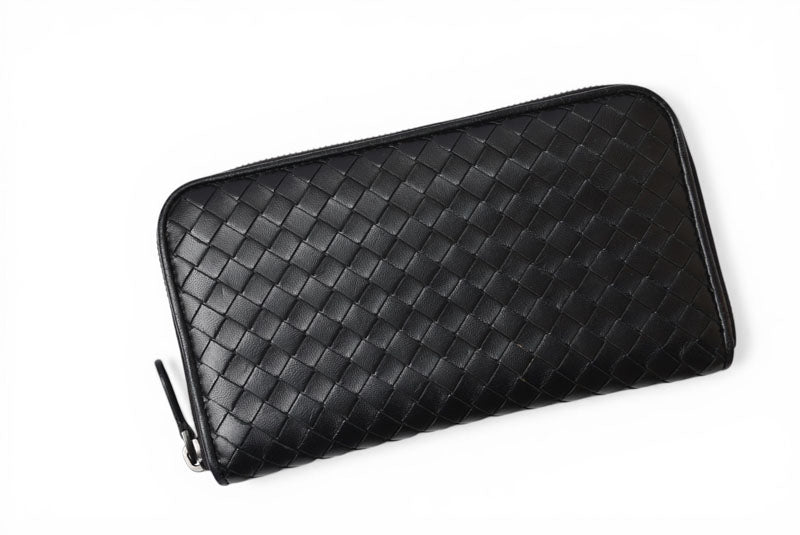ボッテガヴェネタ 財布 BOTTEGA VENETA 長財布/ラウンドファスナー式 イントレチャート ブラック【中古】