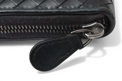 ボッテガヴェネタ 財布 BOTTEGA VENETA 長財布/ラウンドファスナー式 イントレチャート ブラック【中古】