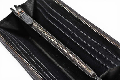 ボッテガヴェネタ 財布 BOTTEGA VENETA 長財布/ラウンドファスナー式 イントレチャート ブラック【中古】