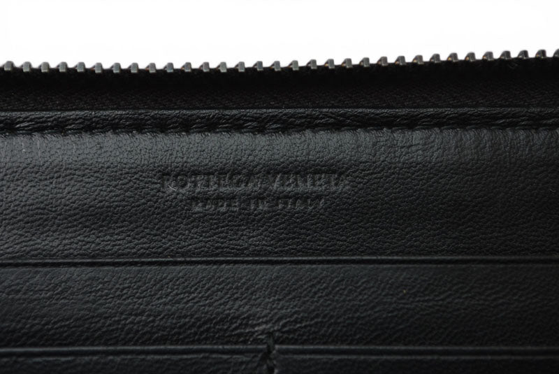 ボッテガヴェネタ 財布 BOTTEGA VENETA 長財布/ラウンドファスナー式 イントレチャート ブラック【中古】