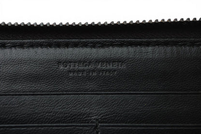 ボッテガヴェネタ 財布 BOTTEGA VENETA 長財布/ラウンドファスナー式 イントレチャート ブラック【中古】