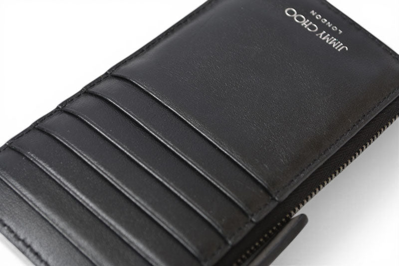 ジミーチュウ コインケース/カードホルダー JIMMY CHOO フラグメントケース ブルー グレー ブラック CASEY【中古】