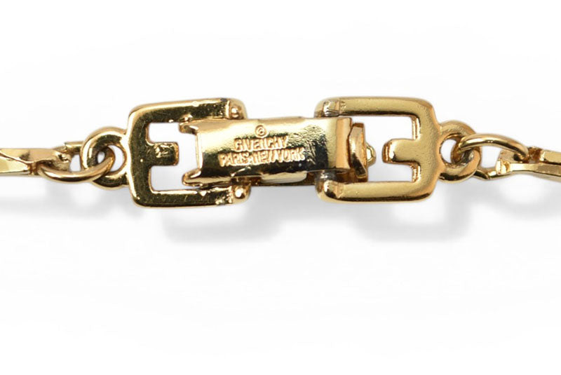ジバンシィ ネックレス ヴィンテージ GIVENCHY/ジバンシー チョーカー リボン ラインストーン Gロゴ ゴールド レディース【中古】