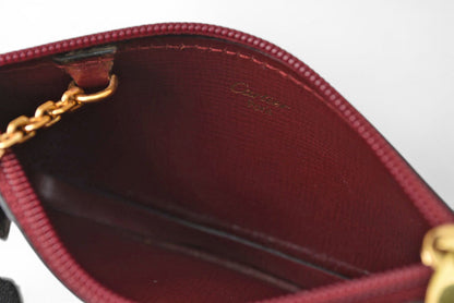 カルティエ コインケース/キーポーチ ヴィンテージ Cartier マスト ドゥ カルティエ ボルドー チェーン付【中古】