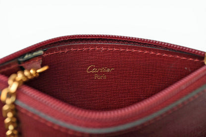 カルティエ コインケース/キーポーチ ヴィンテージ Cartier マスト ドゥ カルティエ ボルドー チェーン付【中古】