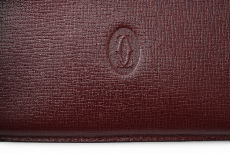 カルティエ コインケース/キーポーチ ヴィンテージ Cartier マスト ドゥ カルティエ ボルドー チェーン付【中古】