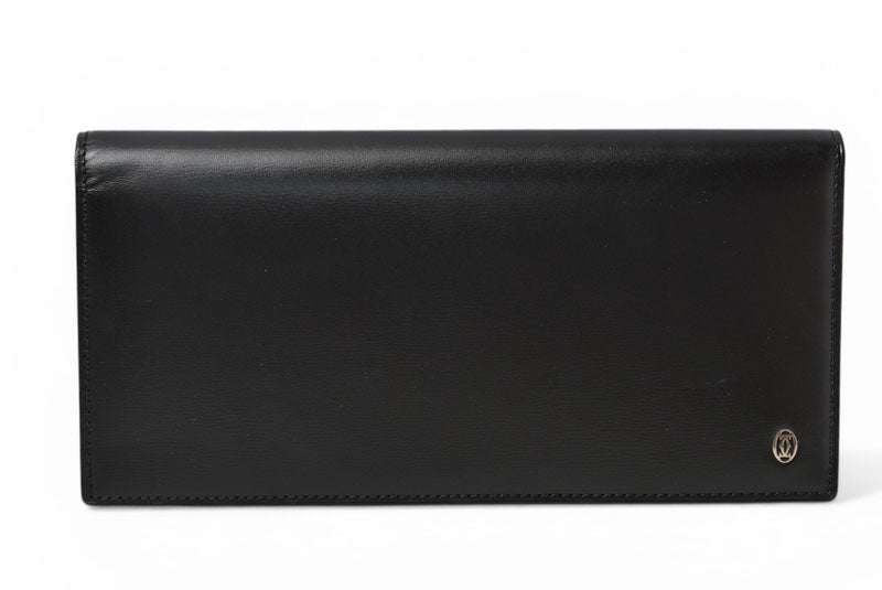 カルティエ 財布 メンズ Cartier 長財布/札入れ レザー パシャ ブラック/シルバー ブラック シルバー L3000439【中古】