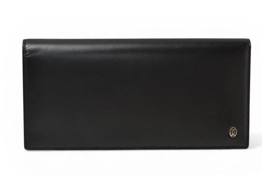 カルティエ 財布 メンズ Cartier 長財布/札入れ レザー パシャ ブラック/シルバー ブラック シルバー L3000439【中古】