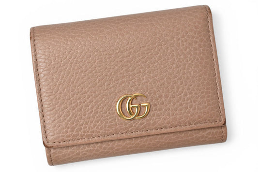 グッチ ミニ財布/三つ折り GUCCI 折財布 474746 PETITE MARMONT/プチマーモント ピンクベージュ【中古】