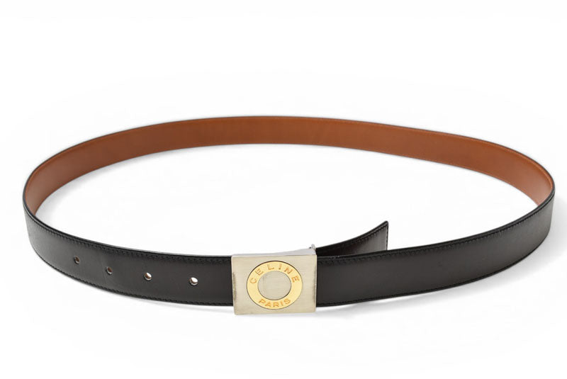 セリーヌ ベルト リバーシブル フリーサイズ レザー CELINE ブラック/ブラウン メンズ【中古】