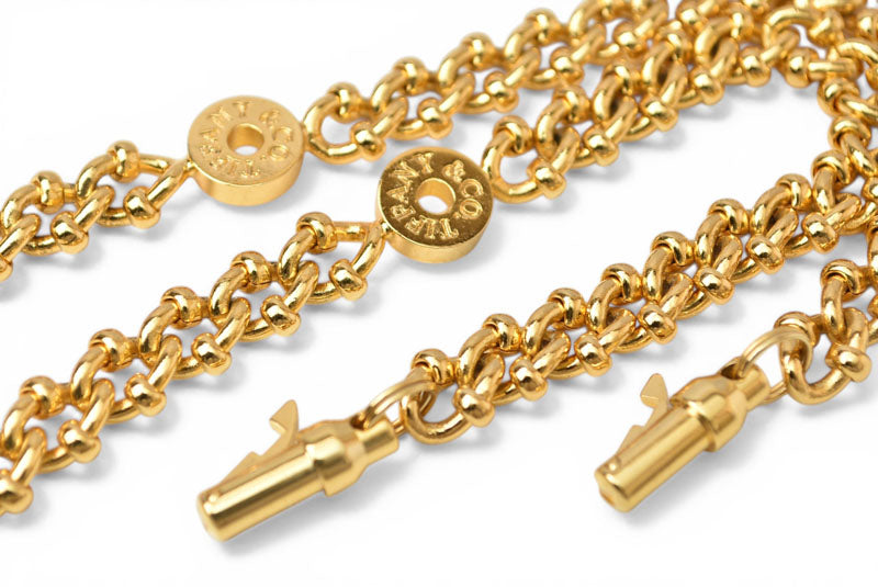 【希少・極美品】ティファニー バッグ用チェーン 単品 TIFFANY & Co. ロゴ刻印 斜め掛け/クロスボディ可能 ショルダーストラップ ゴールド 【中古】
