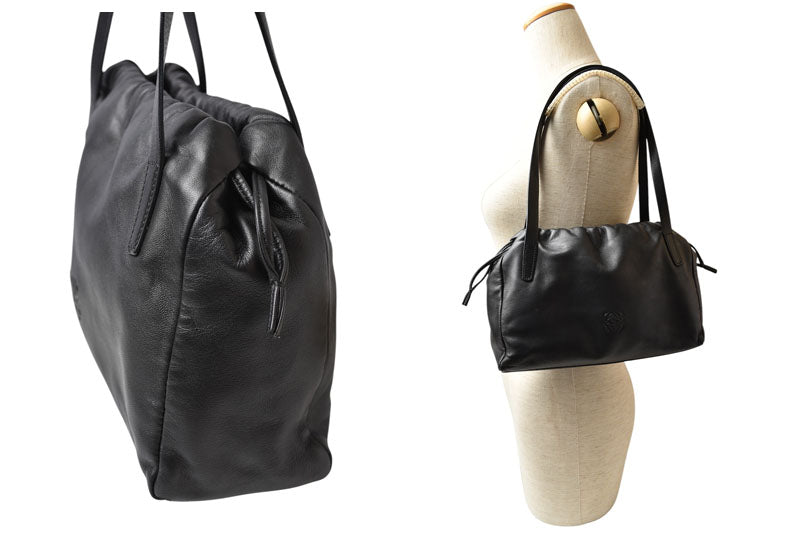 ロエベ トートバッグ ヴィンテージ LOEWE ナッパ シープスキン ブラック【中古】