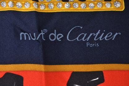 カルティエ シルク スカーフ マスト ドゥ カルティエ ヒョウ柄/レオパード レッド/ホワイト レディース Cartier【中古】
