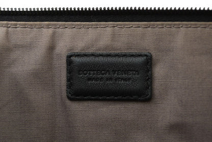 ボッテガヴェネタ クラッチバッグ/メンズポーチ BOTTEGA VENETA イントレチャート ナッパ ラムスキン ブラック/オレンジ【中古】