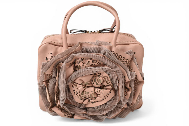 Valentino Garavani アトリエバッグ ヴァレンティノ・ガラヴァーニ ローズモチーフ ハンドバッグ 希少【中古】