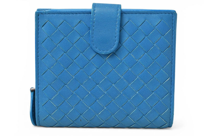 ボッテガヴェネタ 財布/二つ折り財布 BOTTEGA VENETA 折財布 イントレチャート ブルー【中古】