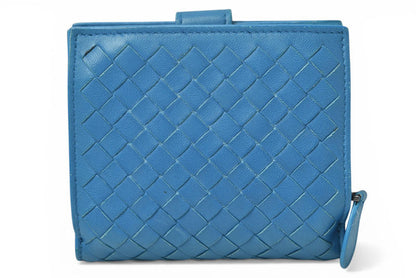 ボッテガヴェネタ 財布/二つ折り財布 BOTTEGA VENETA 折財布 イントレチャート ブルー【中古】