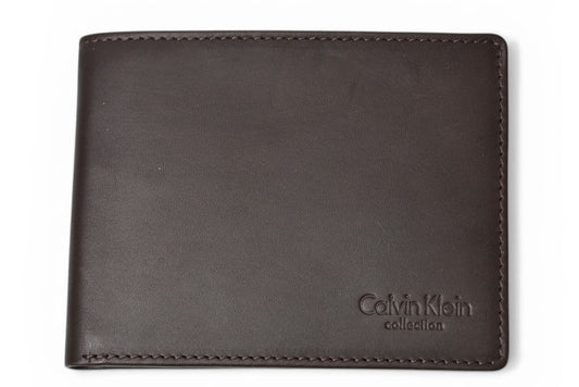 カルバンクライン 財布/二つ折り財布 レザー ブラウン ロゴ入り メンズ Calvin Klein【中古】