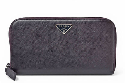プラダ アウトレット 財布 PRADA 長財布/ラウンドファスナー M506 SAFFIANO/スート PRUGNA【中古】
