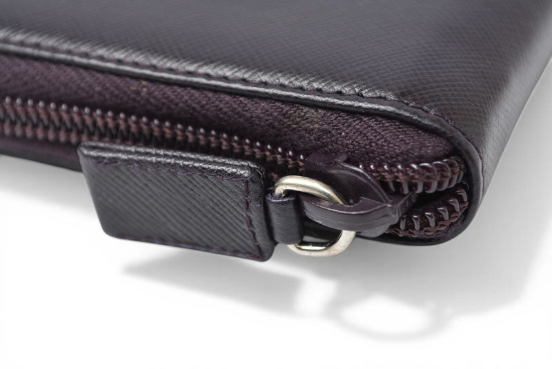 プラダ アウトレット 財布 PRADA 長財布/ラウンドファスナー M506 SAFFIANO/スート PRUGNA【中古】