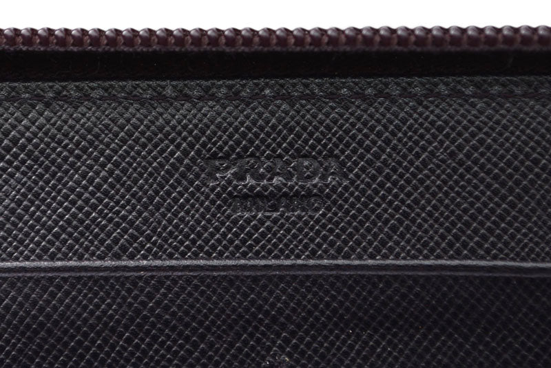 プラダ アウトレット 財布 PRADA 長財布/ラウンドファスナー M506 SAFFIANO/スート PRUGNA【中古】